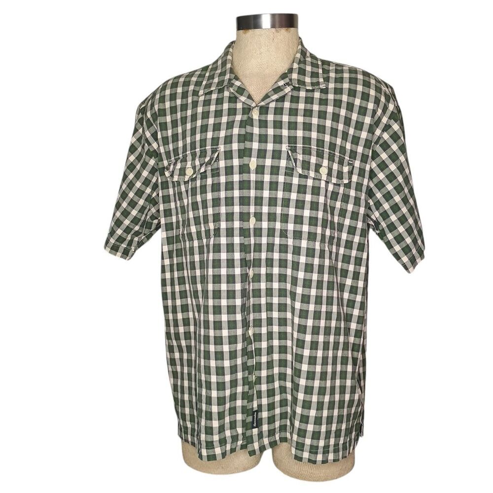 Vtg Abercrombie & Fitch Shirt Men XL Blue & Green Plaid Short Sleeve Button Up